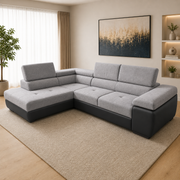 Luton Sofabed Corner Sofa Bed With Storage Box Grey-Black