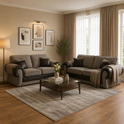 Tango 3+2 Seater Sofa Set – Jumbo Cord Fabric with Leather Detail