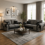 Tango 3+2 Seater Sofa Set – Jumbo Cord Fabric with Leather Detail