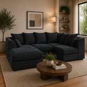 Luxor Fabric Corner Sofa Chocolate | Soft Jumbo Cord 3-4 Seater Corner Sofa