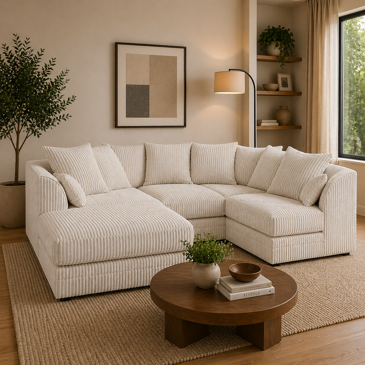 Luxor Fabric Corner Sofa Chocolate | Soft Jumbo Cord 3-4 Seater Corner Sofa