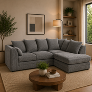 Luxor Fabric Corner Sofa Chocolate | Soft Jumbo Cord 3-4 Seater Corner Sofa