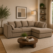 Luxor Fabric Corner Sofa Chocolate | Soft Jumbo Cord 3-4 Seater Corner Sofa