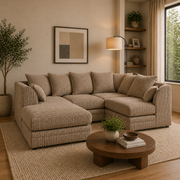 Luxor Fabric Corner Sofa Chocolate | Soft Jumbo Cord 3-4 Seater Corner Sofa