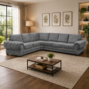 VERONA FULL BACK  DARK GREY 6 SEATER CORNER SOFA (Universal Side)