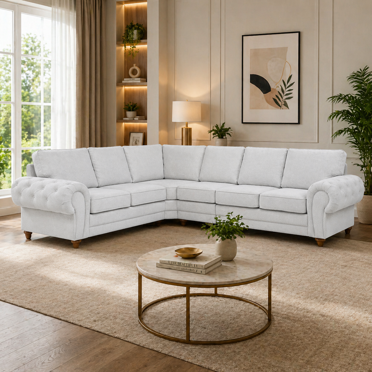 VERONA FULL BACK  DARK GREY 6 SEATER CORNER SOFA (Universal Side)