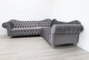 Madrid Leather Recliner Corner Sofa Grey